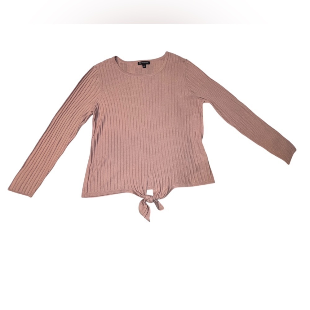 INC International Concepts Blush Pink Ribbed Tie Front Crewneck Sweater New XL - Picture 6 of 11
